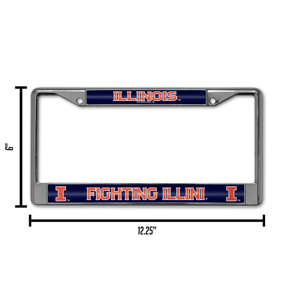 NCAA Illinois Fighting Illini Chrome Glitter License Plate Frame Fan Gear NCAA Illinois Fighting Illini