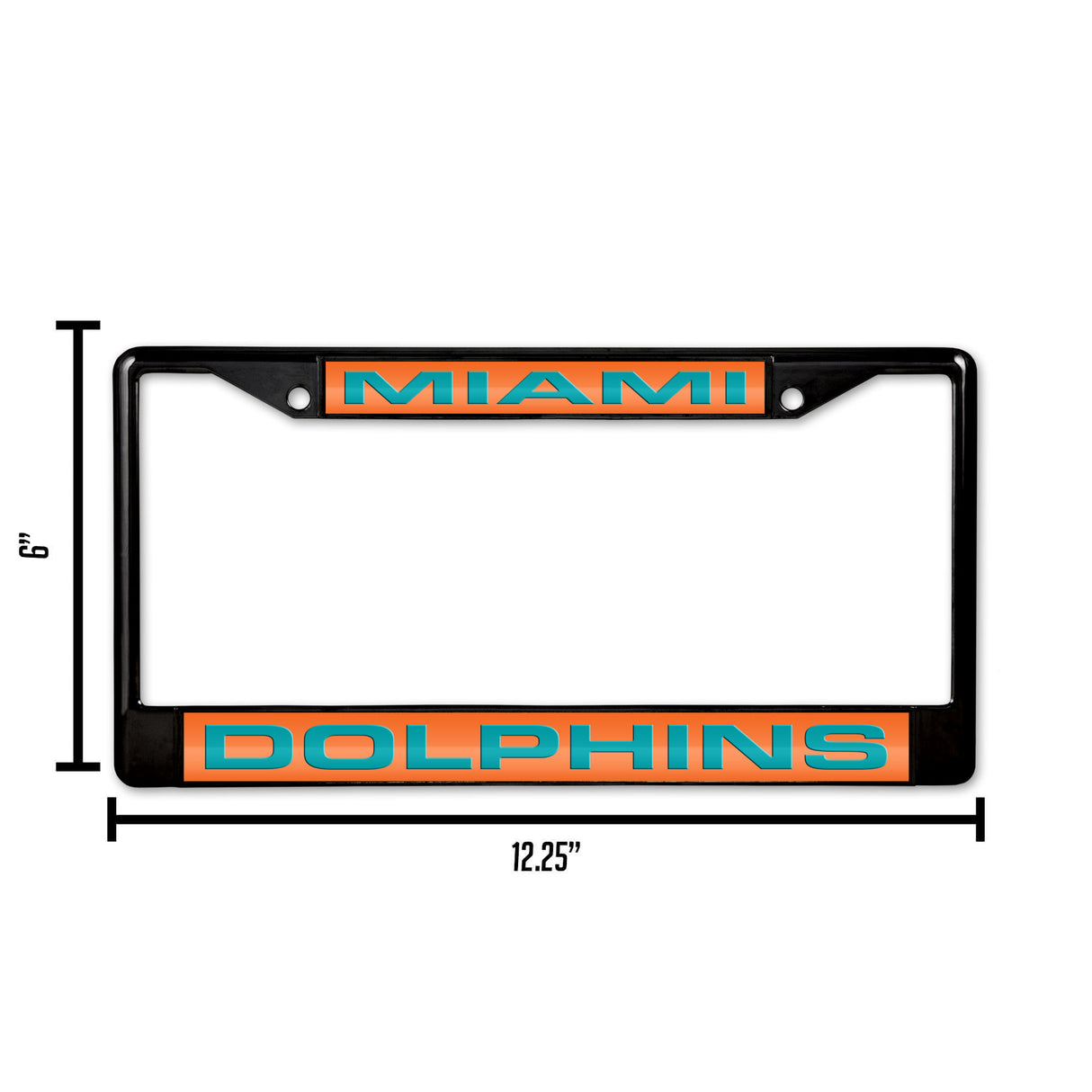 NFL Miami Dolphins Laser Cut Black Chrome License Plate Frame Fan Gear NFL Miami Dolphins