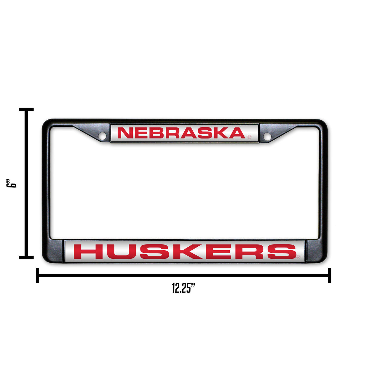 NCAA Nebraska Cornhuskers Laser Cut Black Chrome License Plate Frame Fan Gear NCAA Nebraska Cornhuskers