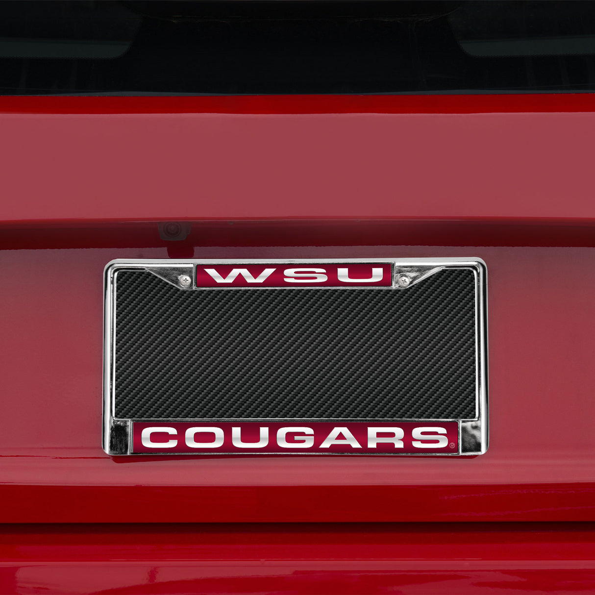 NCAA Washington State Cougars - WSU Laser Cut Chrome License Plate Frame Fan Gear NCAA Washington State Cougars