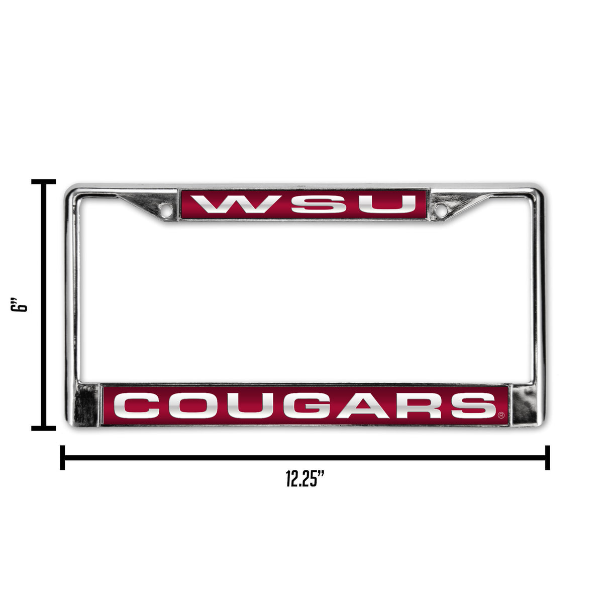 NCAA Washington State Cougars - WSU Laser Cut Chrome License Plate Frame Fan Gear NCAA Washington State Cougars