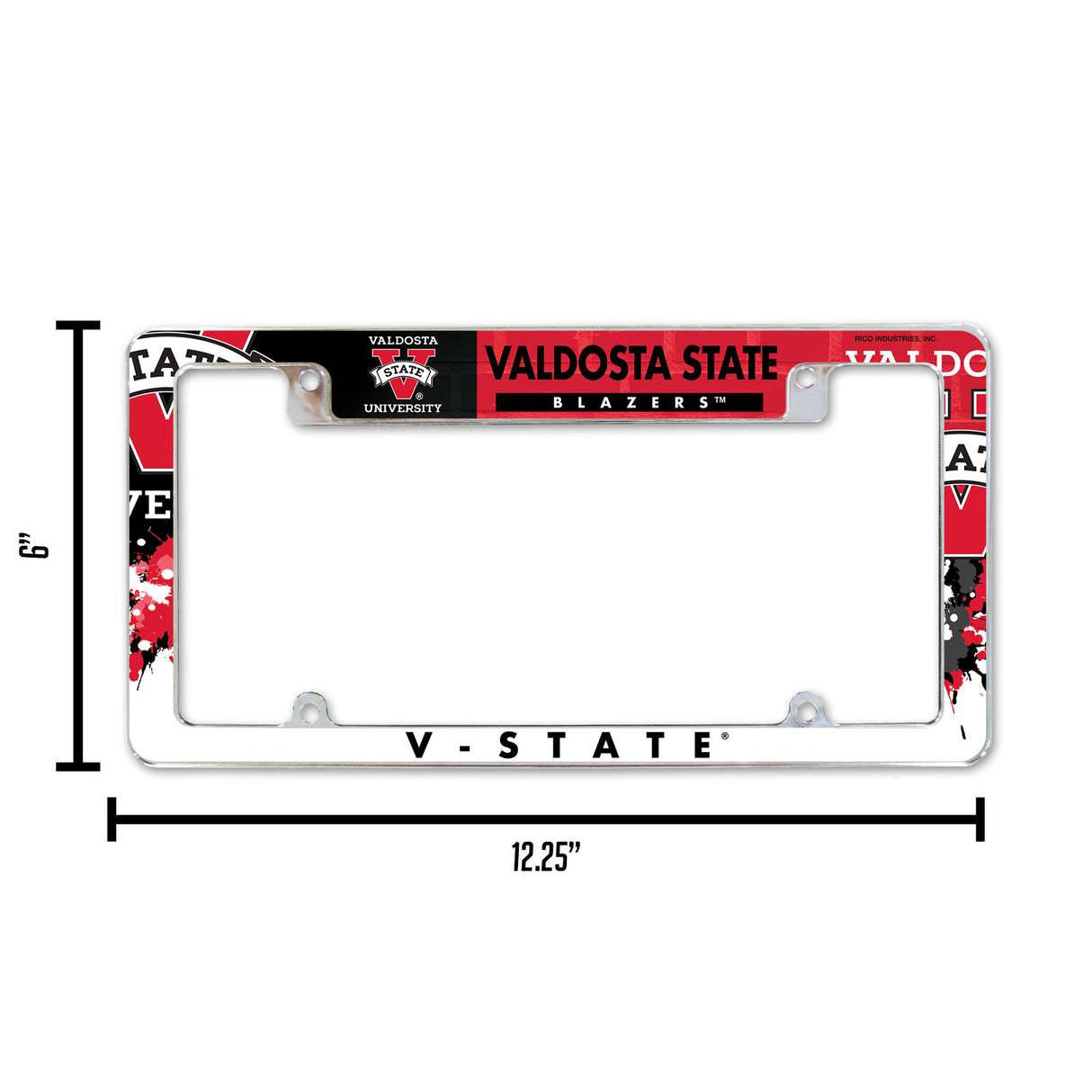 NCAA Valdosta State Blazers All Over Chrome License Plate Frame Fan Gear NCAA Valdosta State Blazers