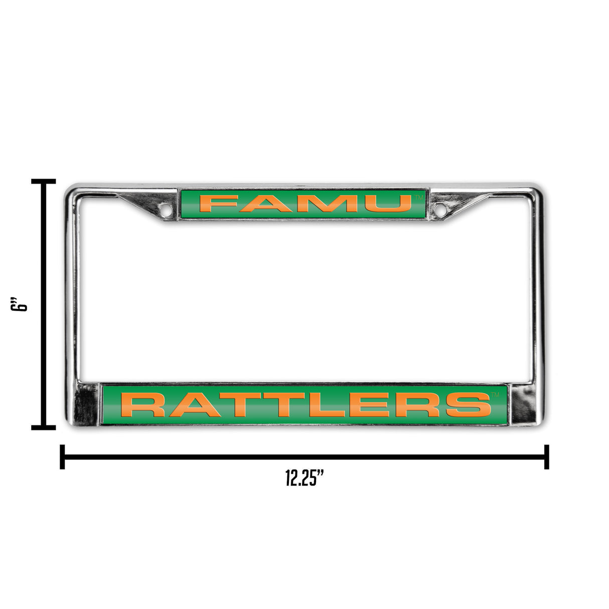 NCAA Florida A&M Rattlers - FAMU Laser Cut Chrome License Plate Frame Fan Gear NCAA Florida A&M Rattlers