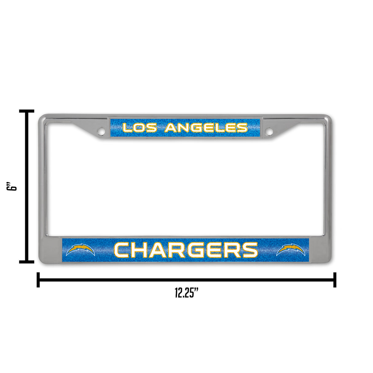 NFL Los Angeles Chargers Chrome Glitter License Plate Frame Fan Gear NFL Los Angeles Chargers