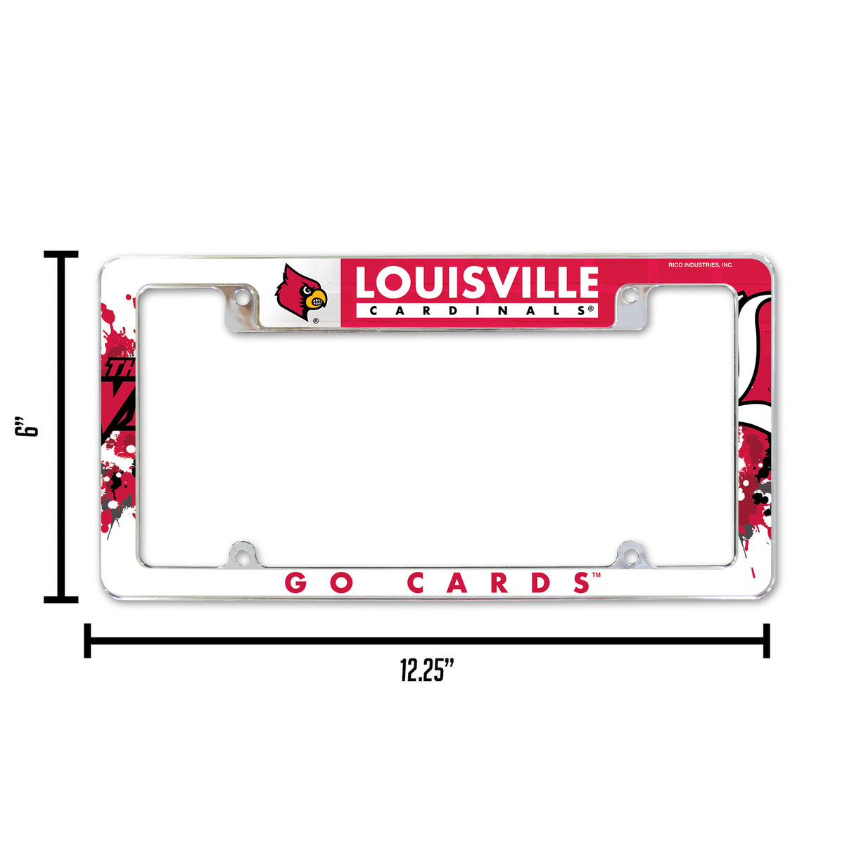 NCAA Louisville Cardinals All Over Chrome License Plate Frame Fan Gear NCAA Louisville Cardinals