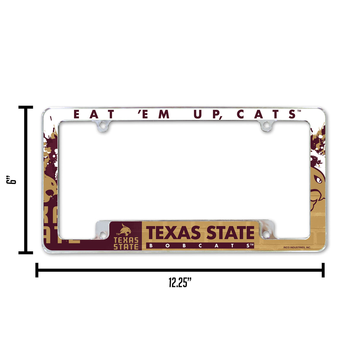 NCAA Texas State Bobcats All Over Chrome License Plate Frame Fan Gear NCAA Texas State Bobcats