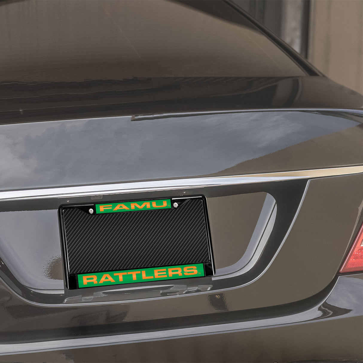 NCAA Florida A&M Rattlers - FAMU Laser Cut Black Chrome License Plate Frame Fan Gear NCAA Florida A&M Rattlers