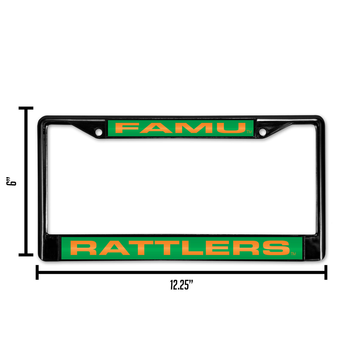NCAA Florida A&M Rattlers - FAMU Laser Cut Black Chrome License Plate Frame Fan Gear NCAA Florida A&M Rattlers