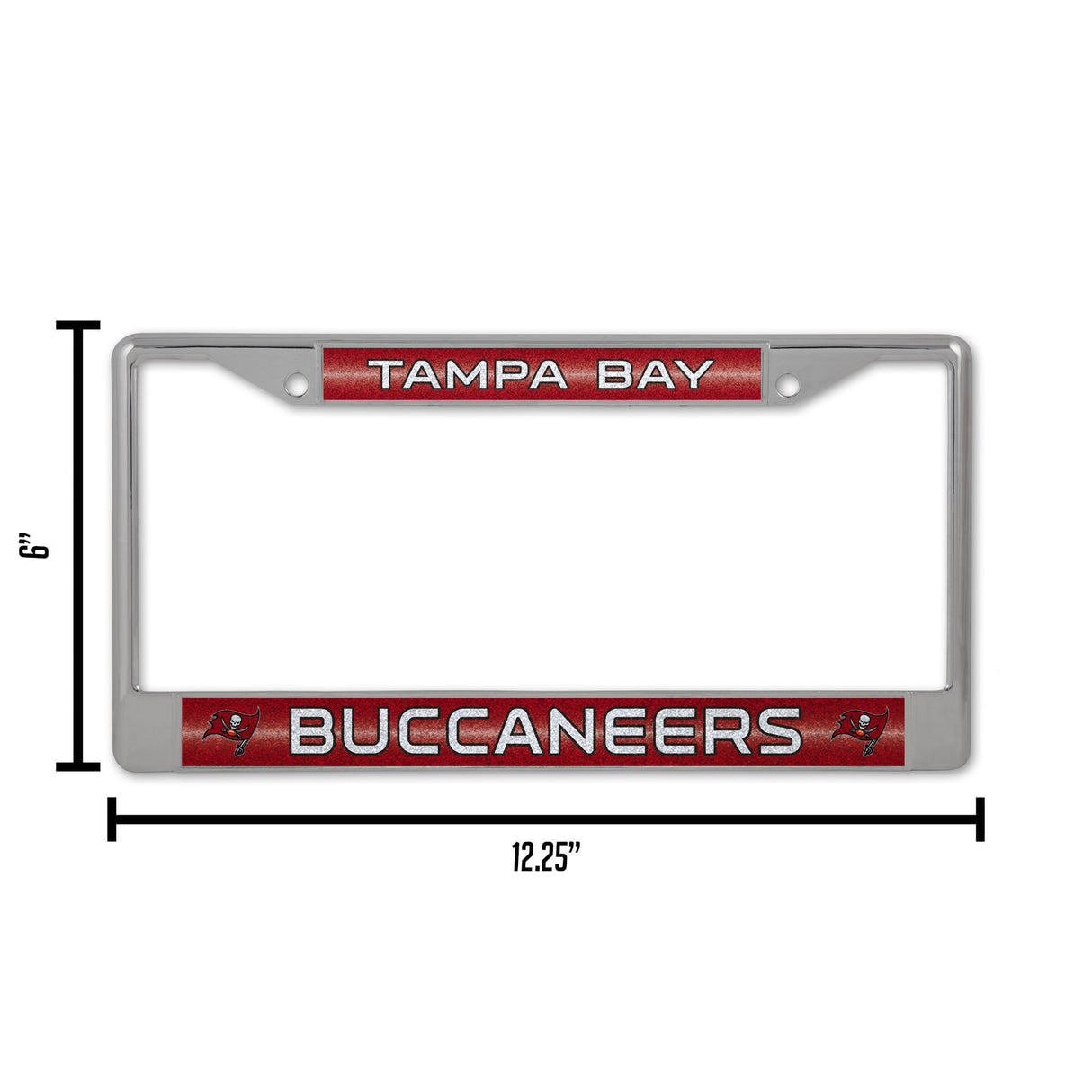 NFL Tampa Bay Buccaneers Chrome Glitter License Plate Frame Fan Gear NFL Tampa Bay Buccaneers