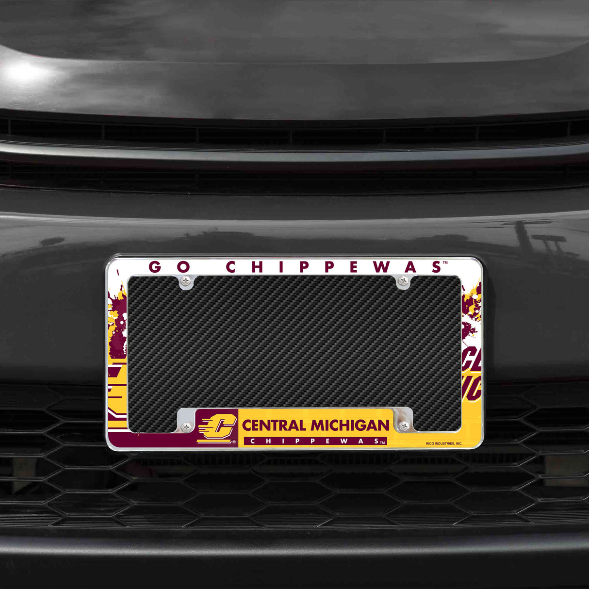 NCAA Central Michigan Chippewas All Over Chrome License Plate Frame Fan Gear NCAA Central Michigan Chippewas