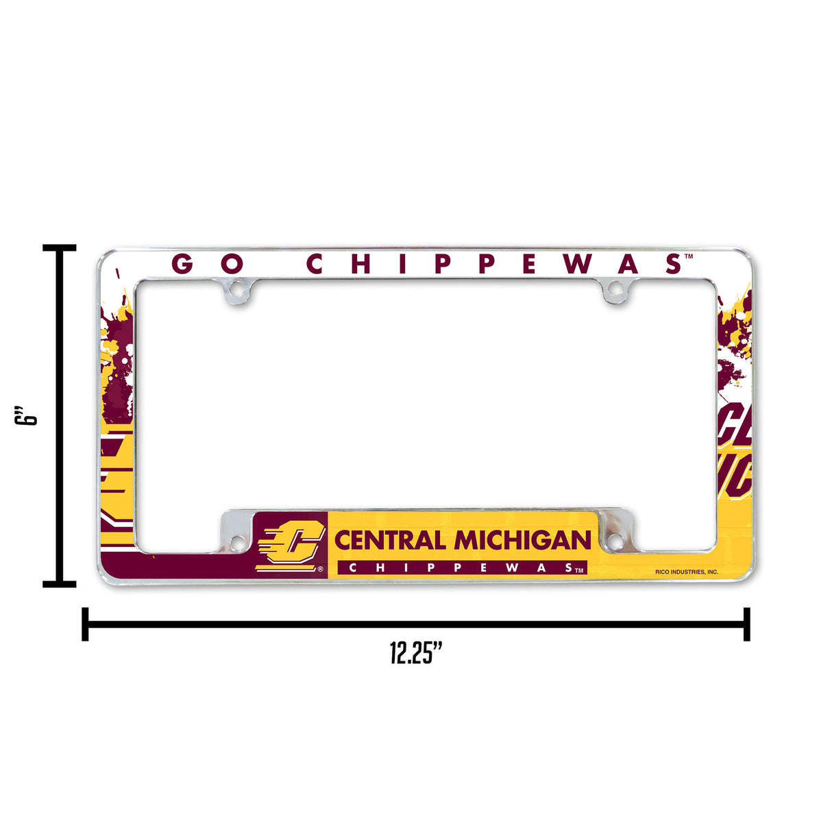 NCAA Central Michigan Chippewas All Over Chrome License Plate Frame Fan Gear NCAA Central Michigan Chippewas