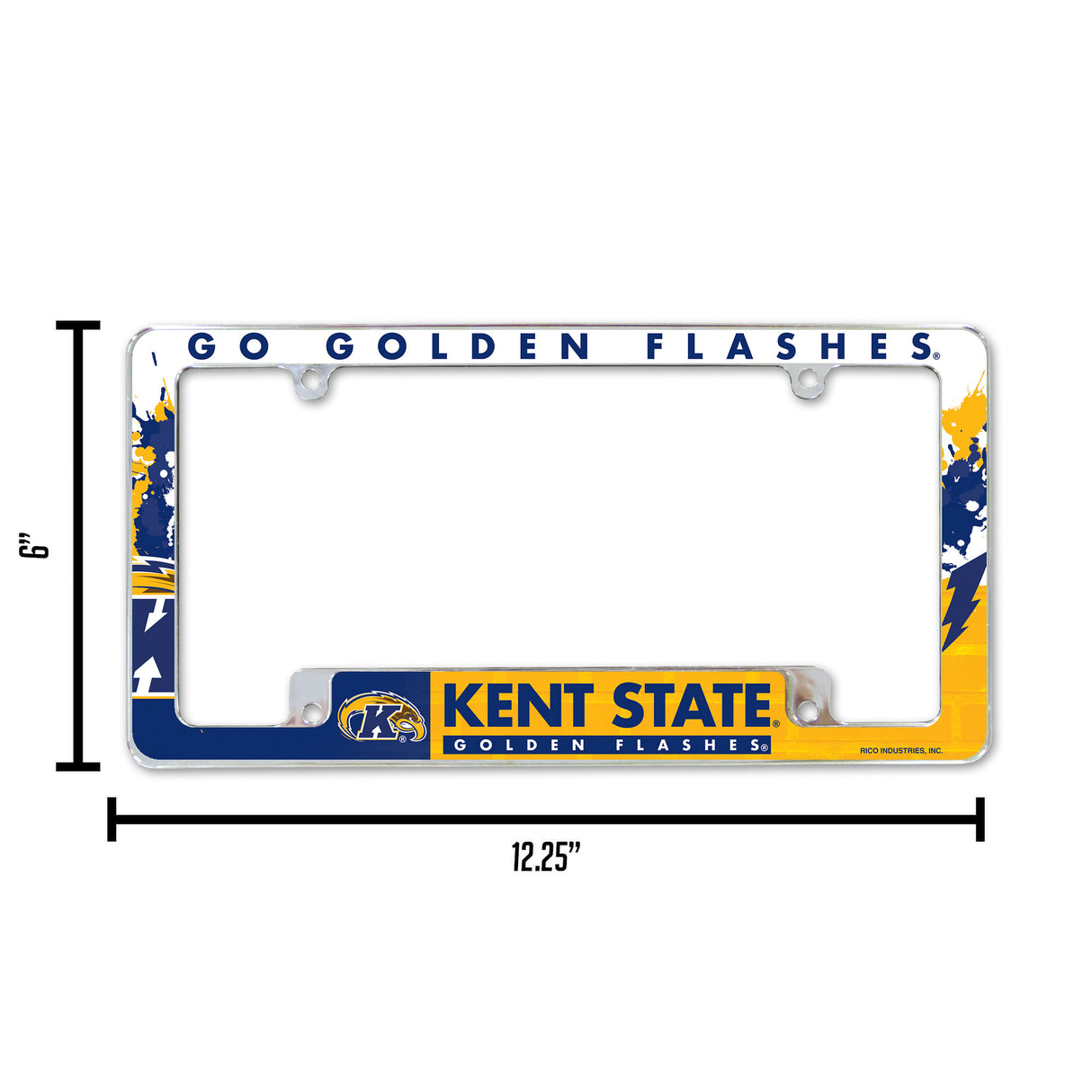 NCAA Kent State Golden Flashes All Over Chrome License Plate Frame Fan Gear NCAA Kent State Golden Flashes