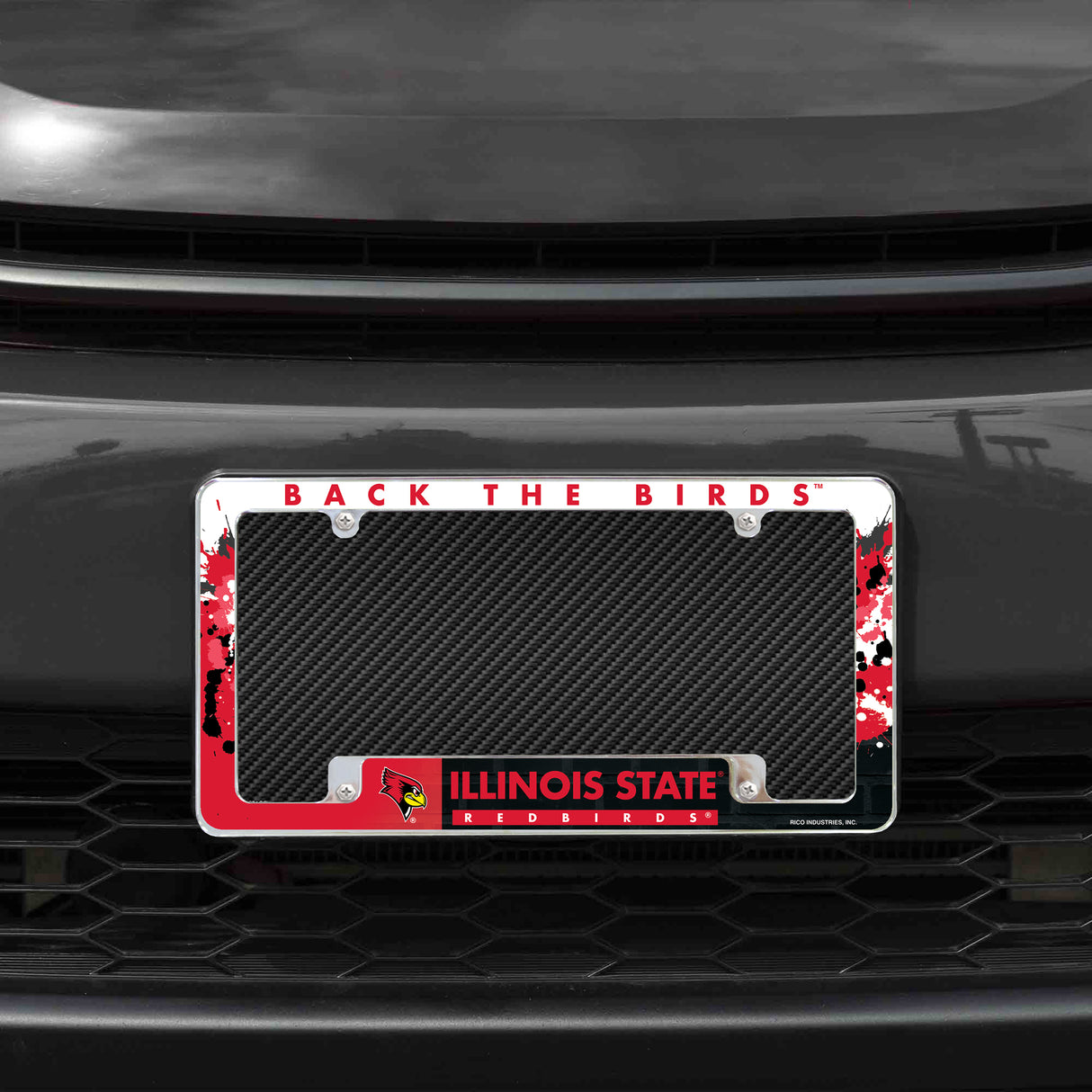 NCAA Illinois State Redbirds All Over Chrome License Plate Frame Fan Gear NCAA Illinois State Redbirds