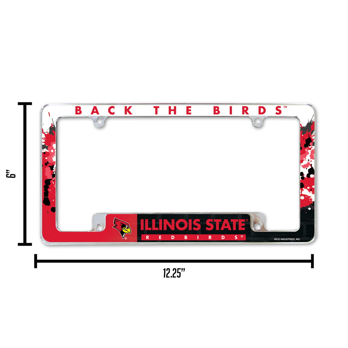 NCAA Illinois State Redbirds All Over Chrome License Plate Frame Fan Gear NCAA Illinois State Redbirds