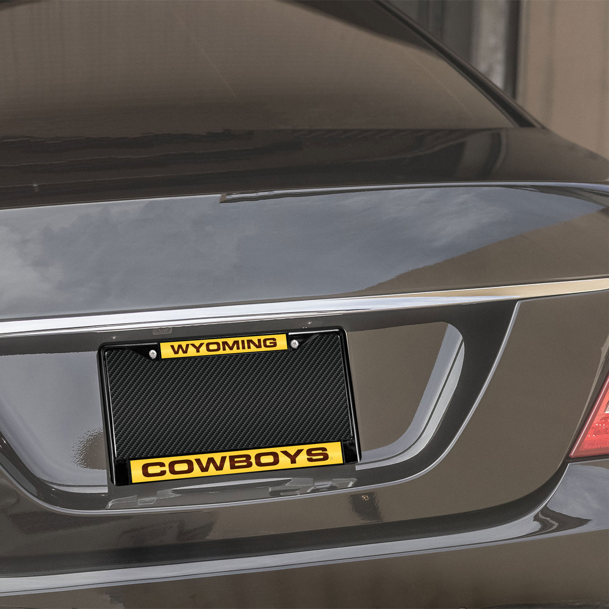 NCAA Wyoming Cowboys Laser Cut Black Chrome License Plate Frame Fan Gear NCAA Wyoming Cowboys