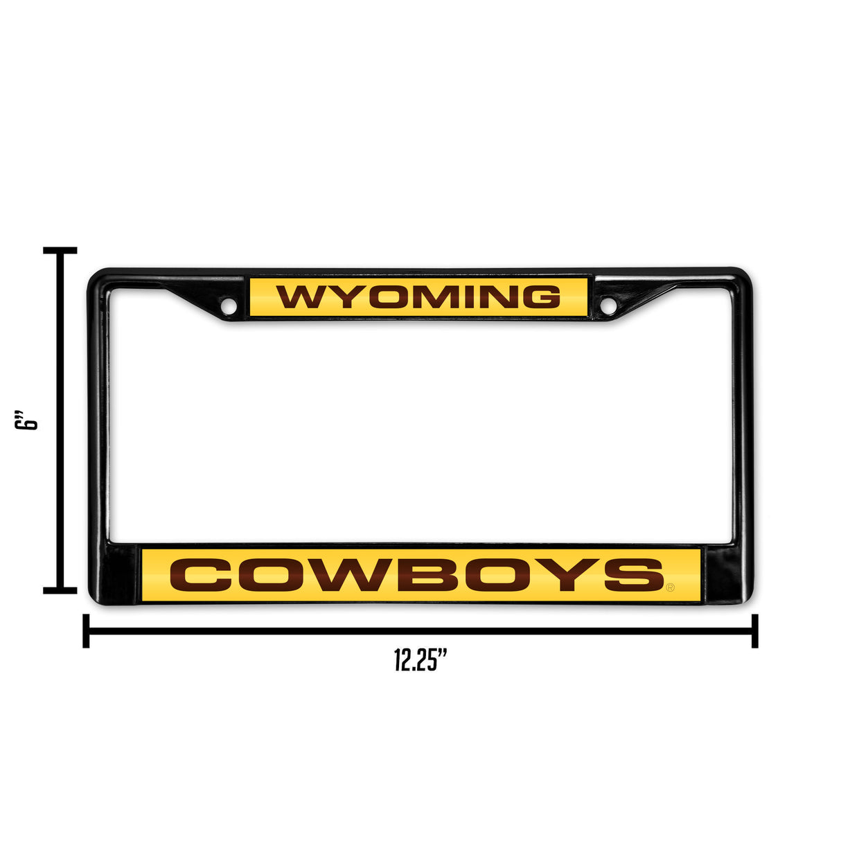 NCAA Wyoming Cowboys Laser Cut Black Chrome License Plate Frame Fan Gear NCAA Wyoming Cowboys