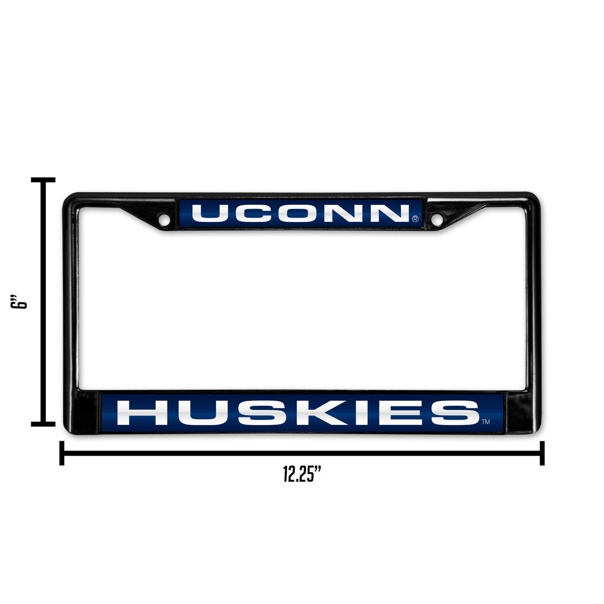 NCAA Connecticut Huskies - UCONN Laser Cut Black Chrome License Plate Frame Fan Gear NCAA Connecticut Huskies