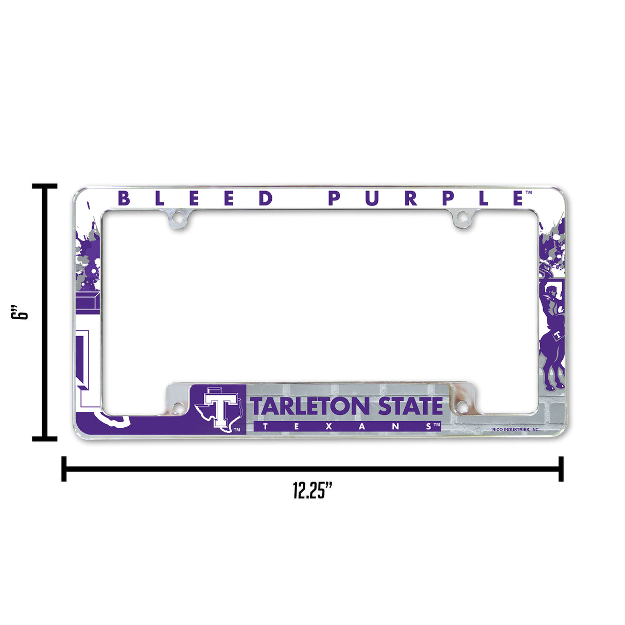 NCAA Tarleton State Texans All Over Chrome License Plate Frame Fan Gear NCAA Tarleton State Texans