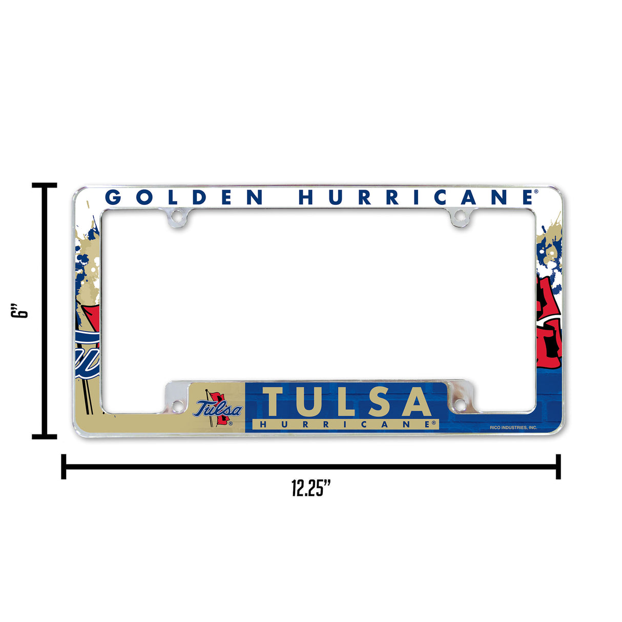 NCAA Tulsa Golden Hurricane All Over Chrome License Plate Frame Fan Gear NCAA Tulsa Golden Hurricane