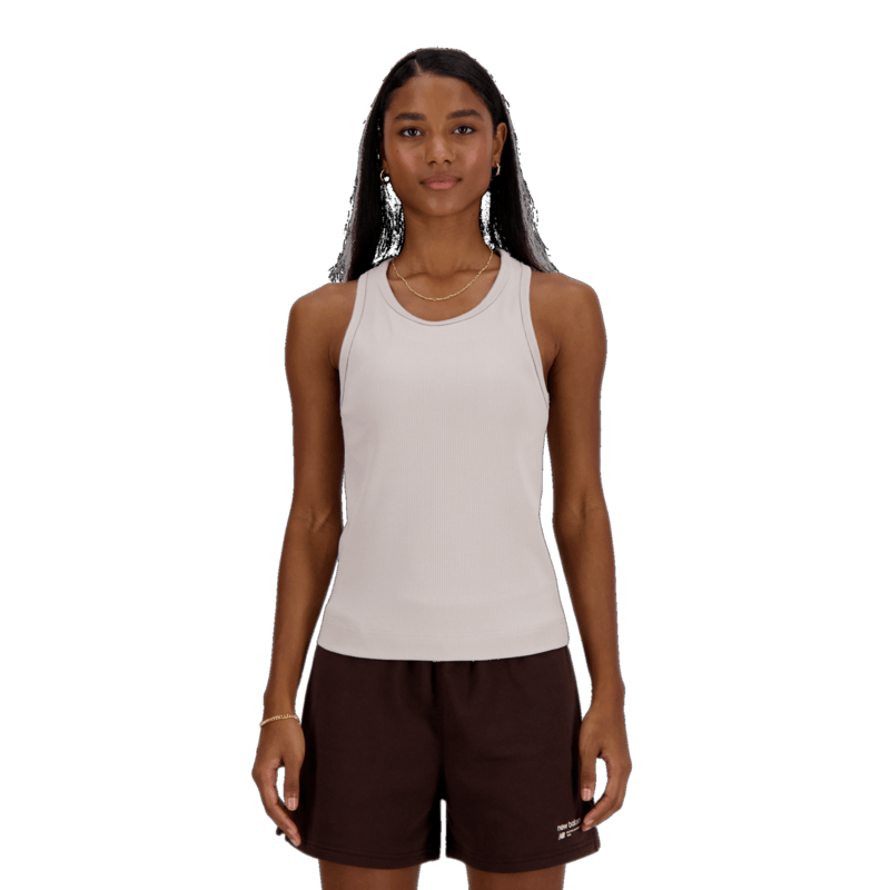New Balance Women's Linear Heritage Rib Knit Racer Tank Womens Apparel Shirts & Tops