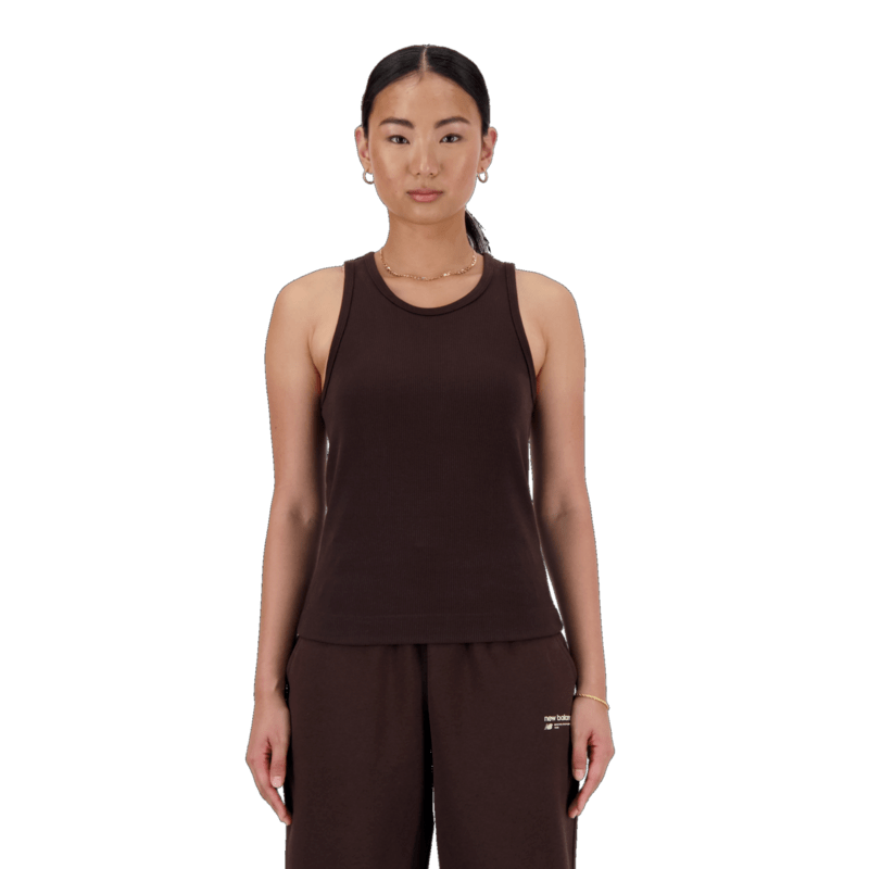 New Balance Women's Linear Heritage Rib Knit Racer Tank Womens Apparel Shirts & Tops