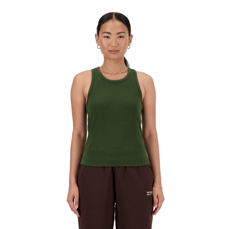 New Balance Women's Linear Heritage Rib Knit Racer Tank Womens Apparel Shirts & Tops