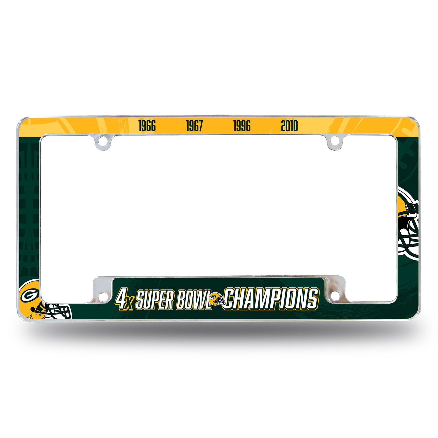 NFL Green Bay Packers All Over Chrome License Plate Frame Fan Gear NFL Green Bay Packers