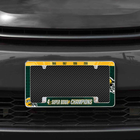 NFL Green Bay Packers All Over Chrome License Plate Frame Fan Gear NFL Green Bay Packers