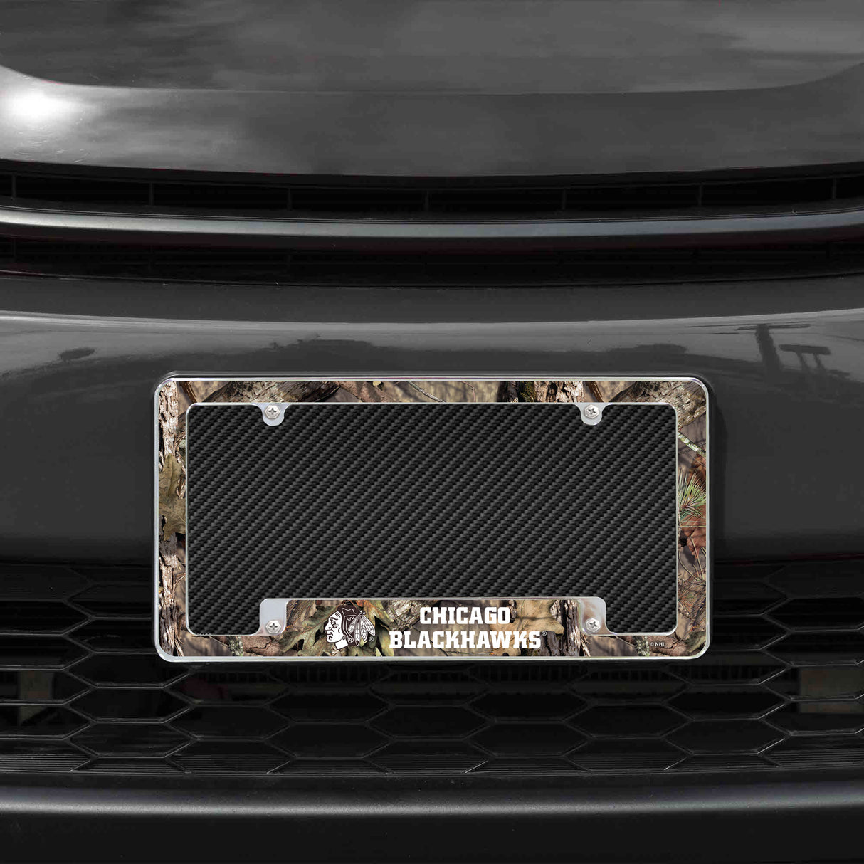NHL Chicago Blackhawks All Over Chrome License Plate Frame Fan Gear NHL Chicago Blackhawks