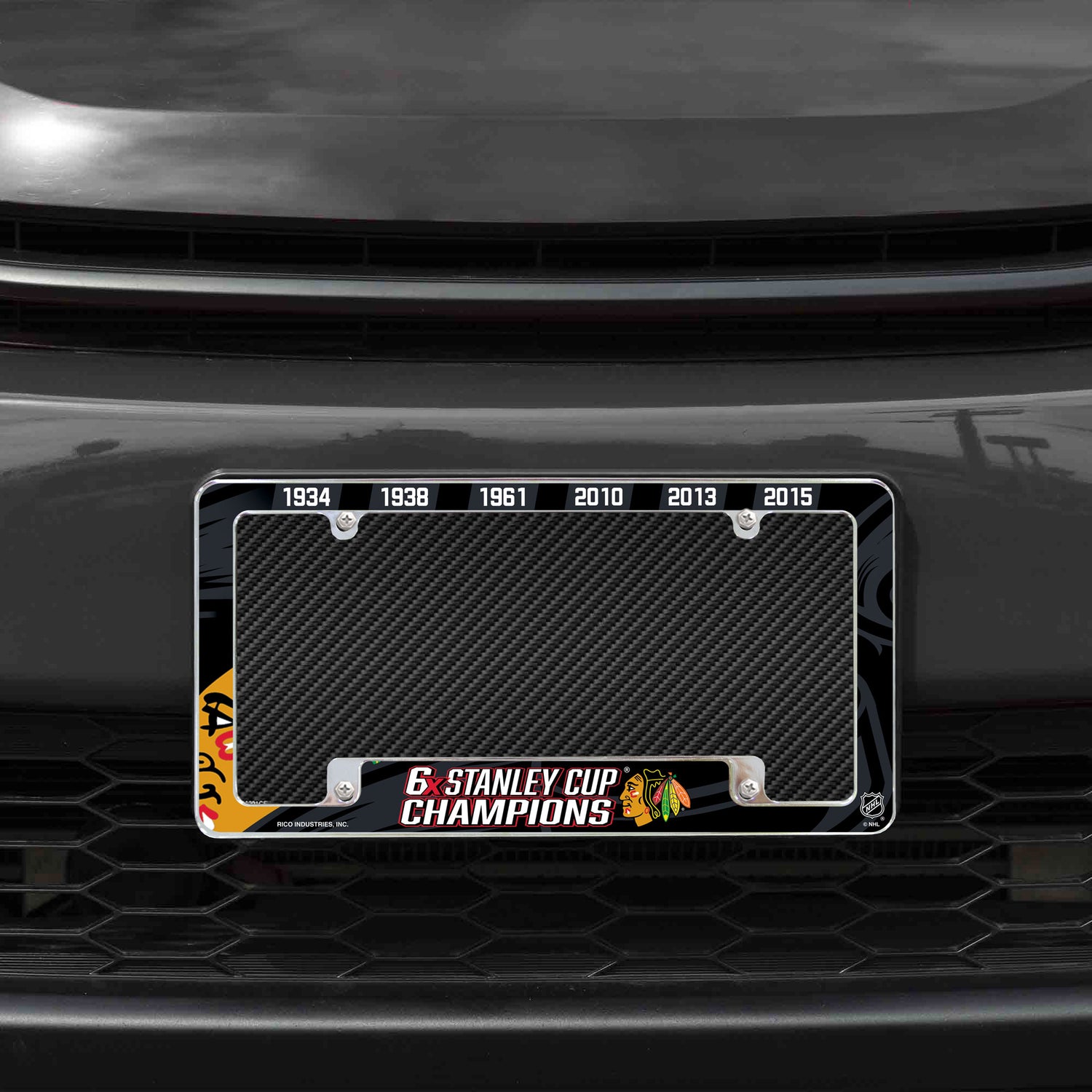 NHL Chicago Blackhawks All Over Chrome License Plate Frame Fan Gear NHL Chicago Blackhawks