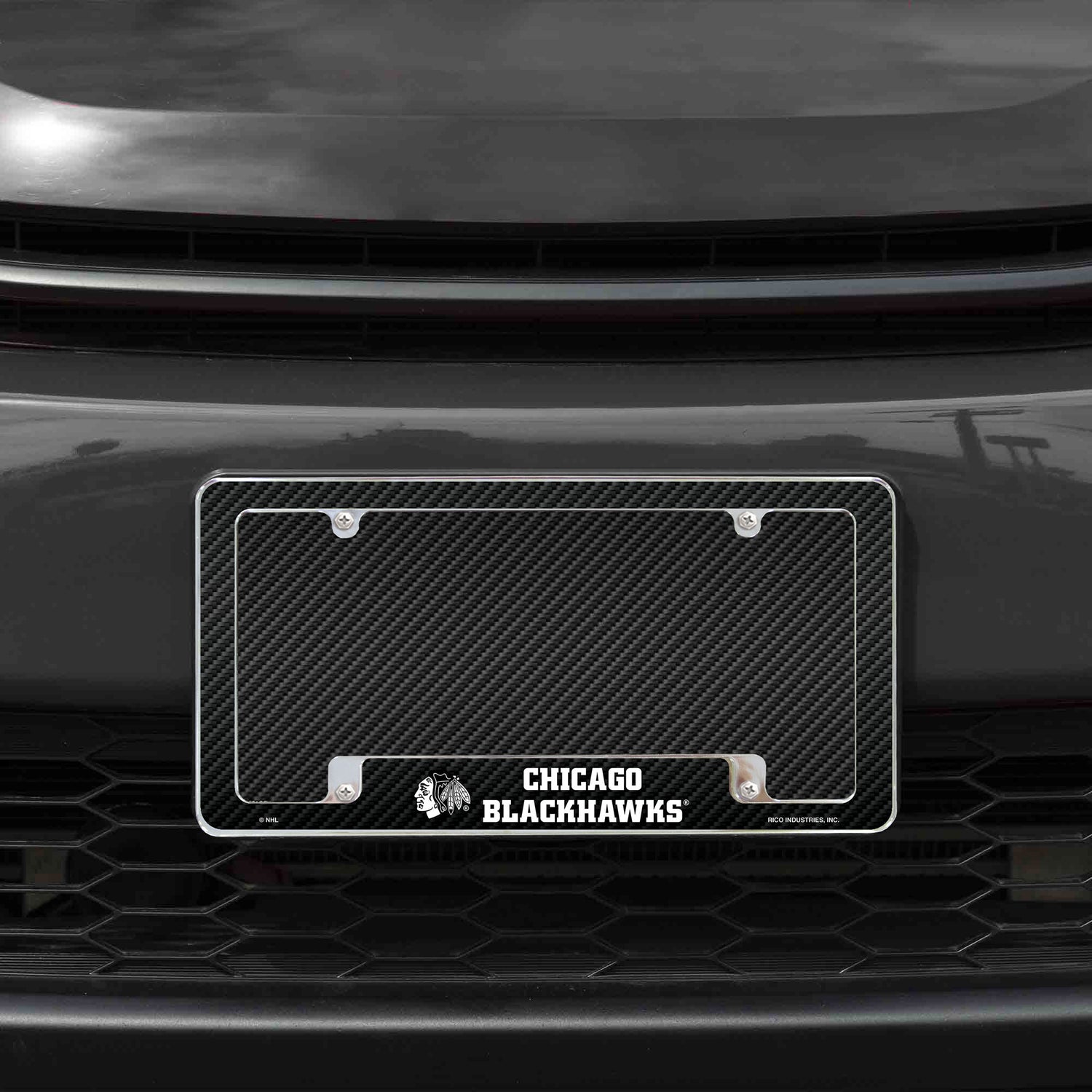 NHL Chicago Blackhawks All Over Chrome License Plate Frame Fan Gear NHL Chicago Blackhawks