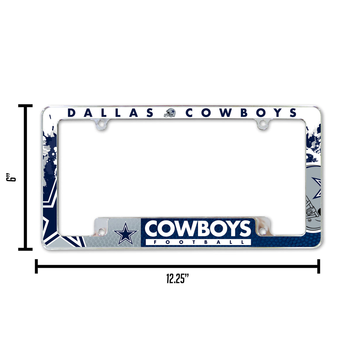 NFL Dallas Cowboys All Over Chrome License Plate Frame Fan Gear NFL Dallas Cowboys