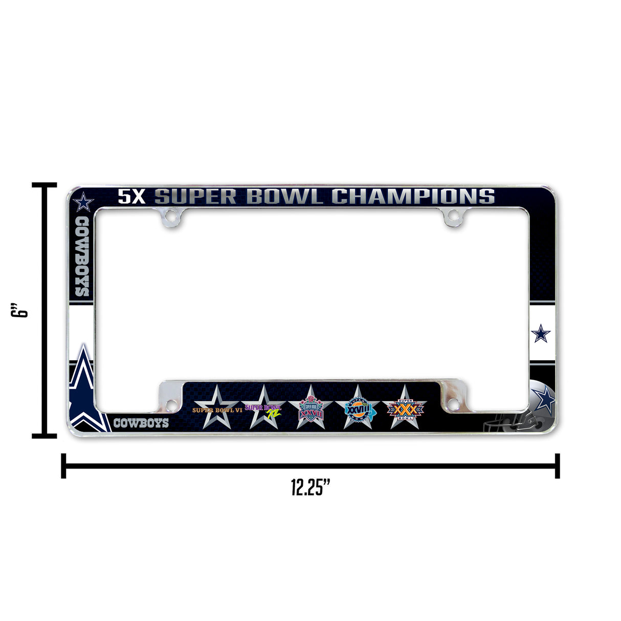 NFL Dallas Cowboys All Over Chrome License Plate Frame Fan Gear NFL Dallas Cowboys