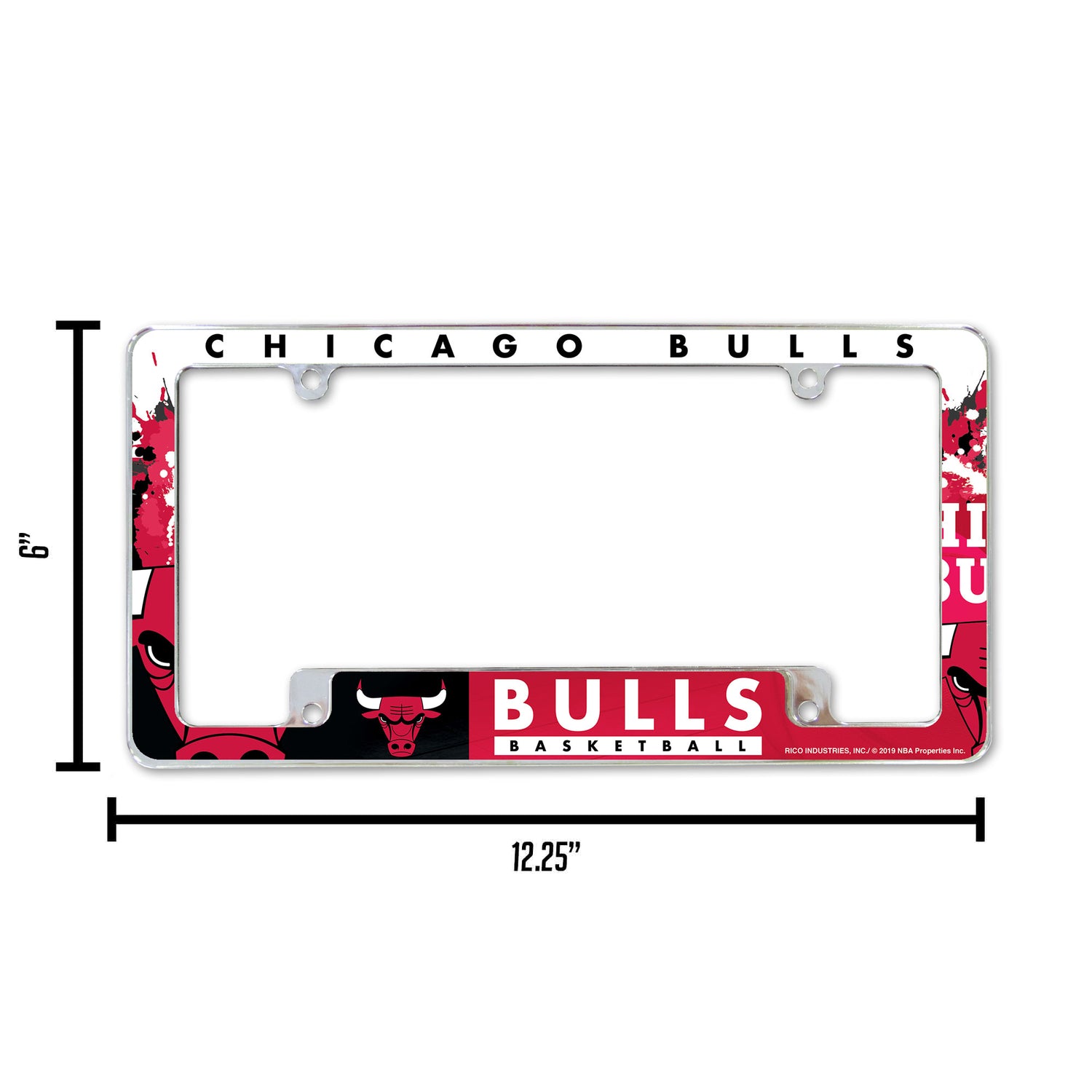 NBA Chicago Bulls All Over Chrome License Plate Frame Fan Gear NBA Chicago Bulls