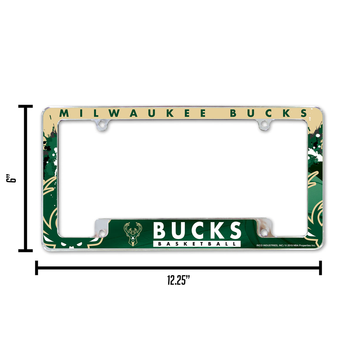 NBA Milwaukee Bucks All Over Chrome License Plate Frame Fan Gear NBA Milwaukee Bucks