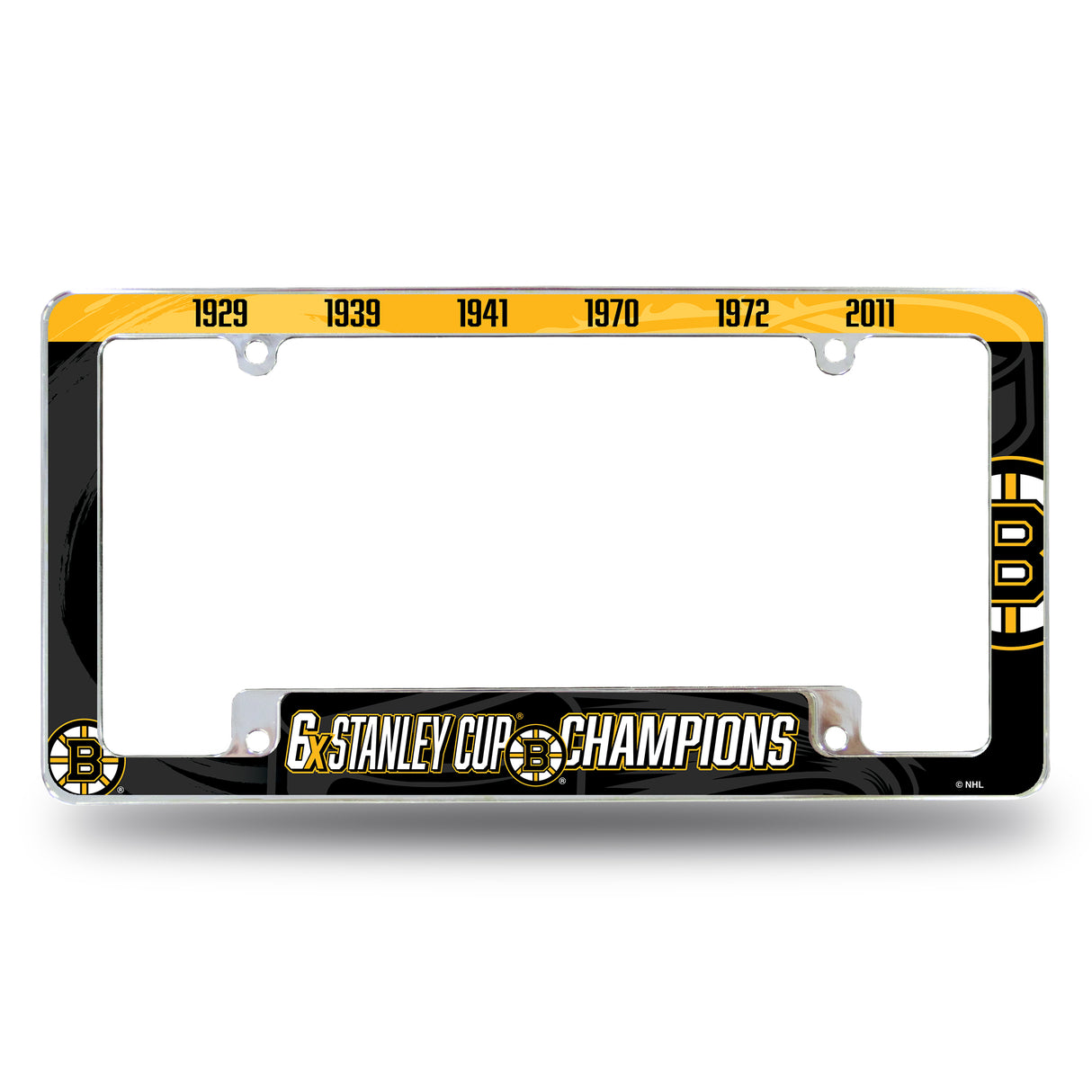 NHL Boston Bruins All Over Chrome License Plate Frame Fan Gear NHL Boston Bruins