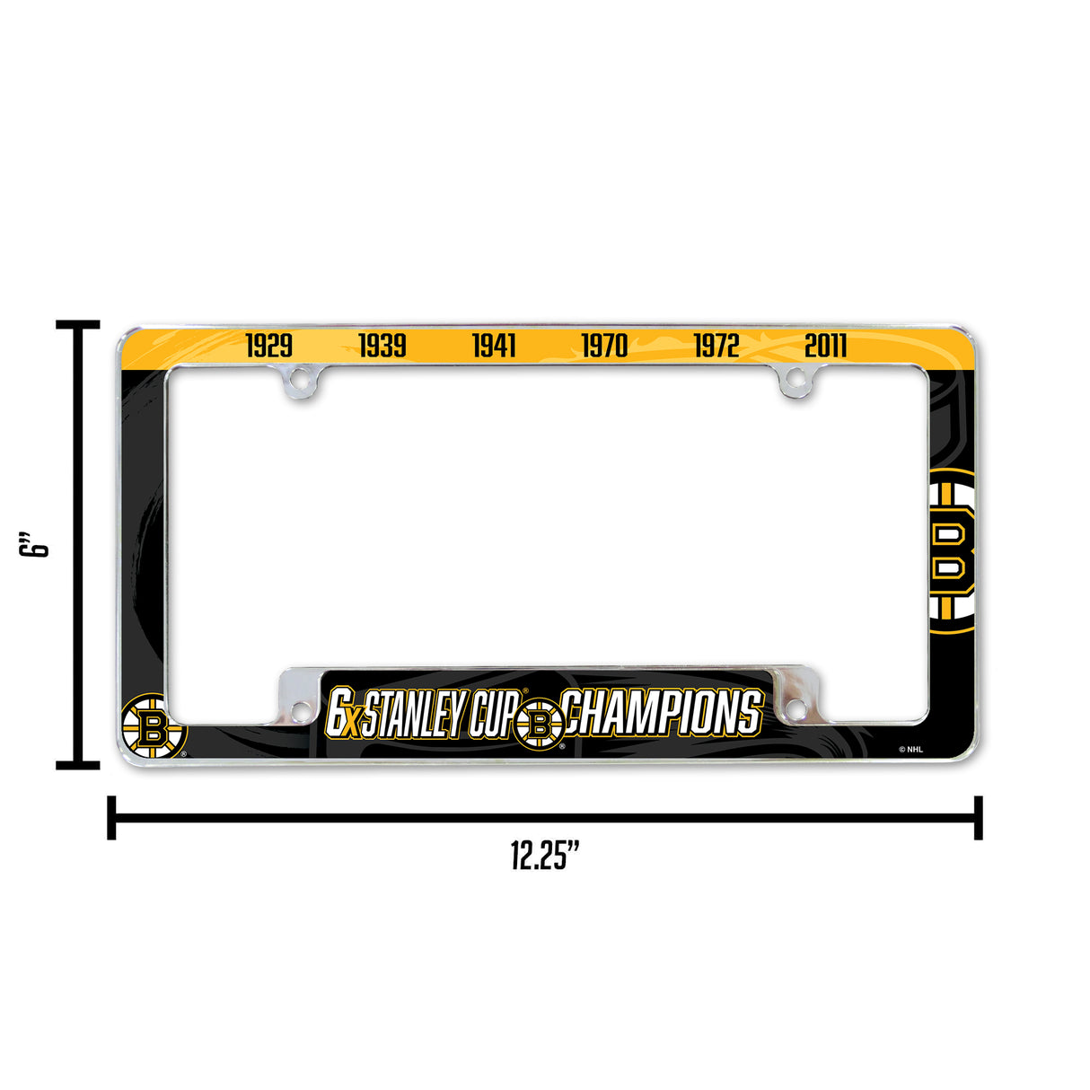 NHL Boston Bruins All Over Chrome License Plate Frame Fan Gear NHL Boston Bruins