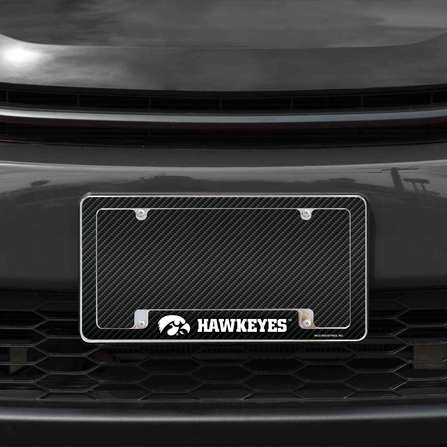NCAA Iowa Hawkeyes All Over Chrome License Plate Frame Fan Gear NCAA Iowa Hawkeyes
