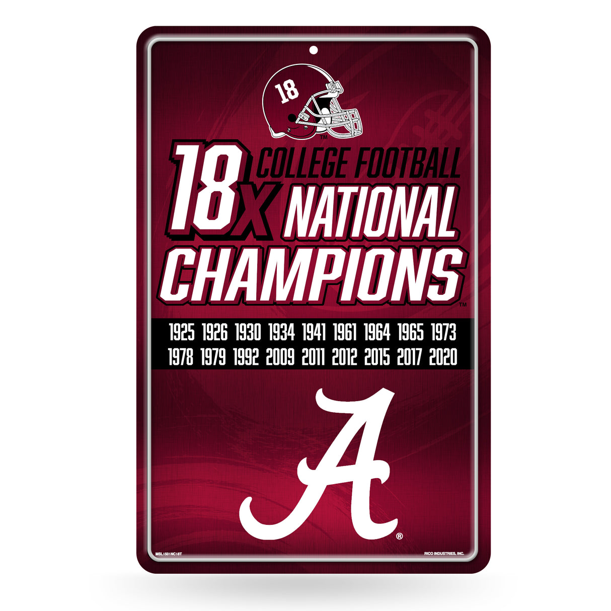 NCAA Alabama Crimson Tide Large Metal Sign Fan Gear NCAA Alabama Crimson Tide