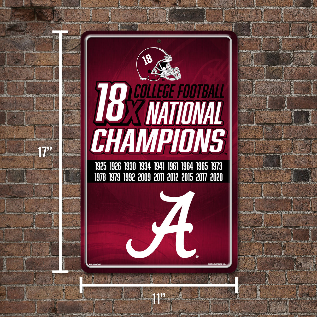 NCAA Alabama Crimson Tide Large Metal Sign Fan Gear NCAA Alabama Crimson Tide
