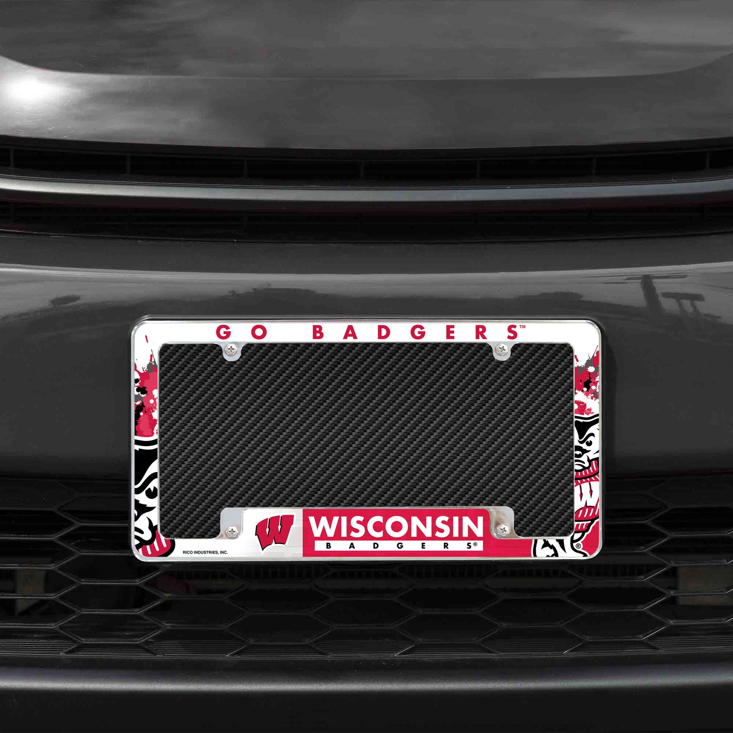 NCAA Wisconsin Badgers All Over Chrome License Plate Frame Fan Gear NCAA Wisconsin Badgers
