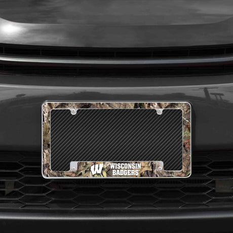 NCAA Wisconsin Badgers All Over Chrome License Plate Frame Fan Gear NCAA Wisconsin Badgers