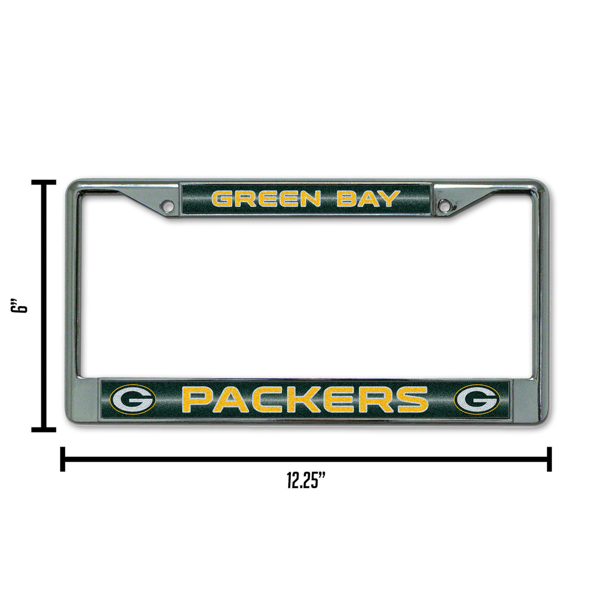 NFL Green Bay Packers Chrome Glitter License Plate Frame Fan Gear NFL Green Bay Packers
