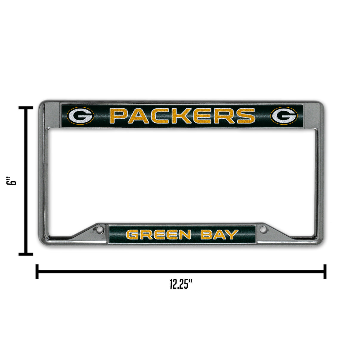 NFL Green Bay Packers Chrome Glitter License Plate Frame Fan Gear NFL Green Bay Packers