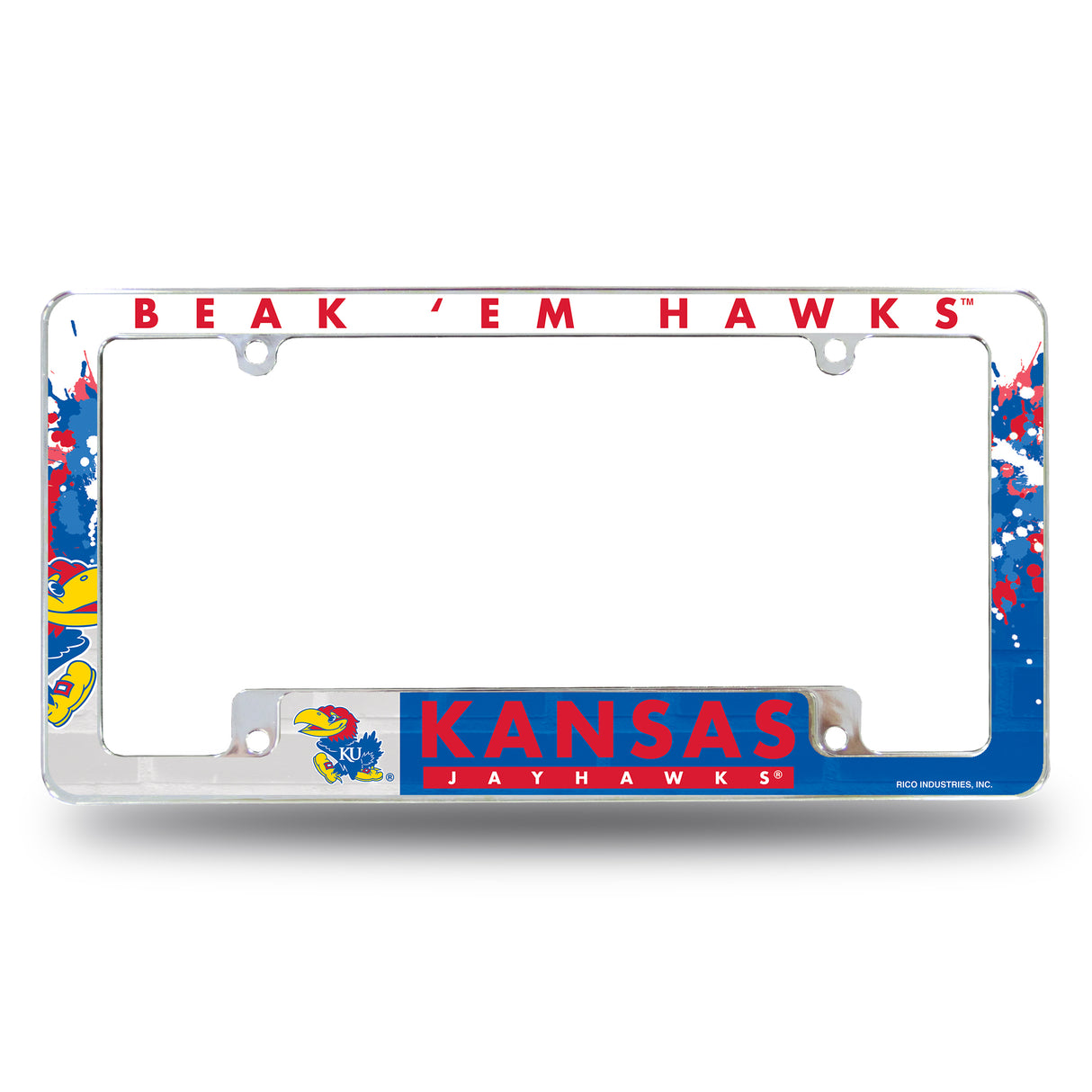 NCAA Kansas Jayhawks All Over Chrome License Plate Frame Fan Gear NCAA Kansas Jayhawks