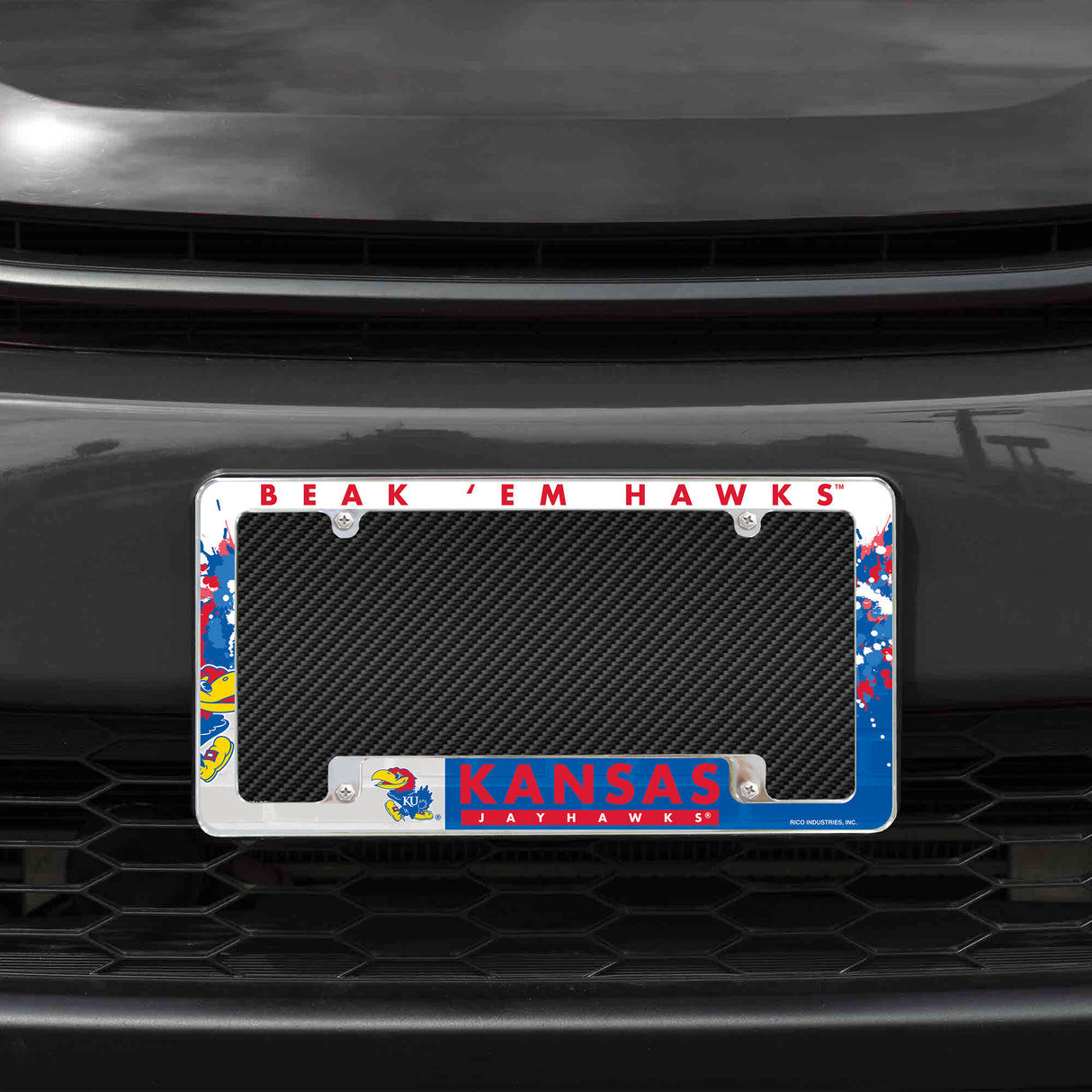 NCAA Kansas Jayhawks All Over Chrome License Plate Frame Fan Gear NCAA Kansas Jayhawks