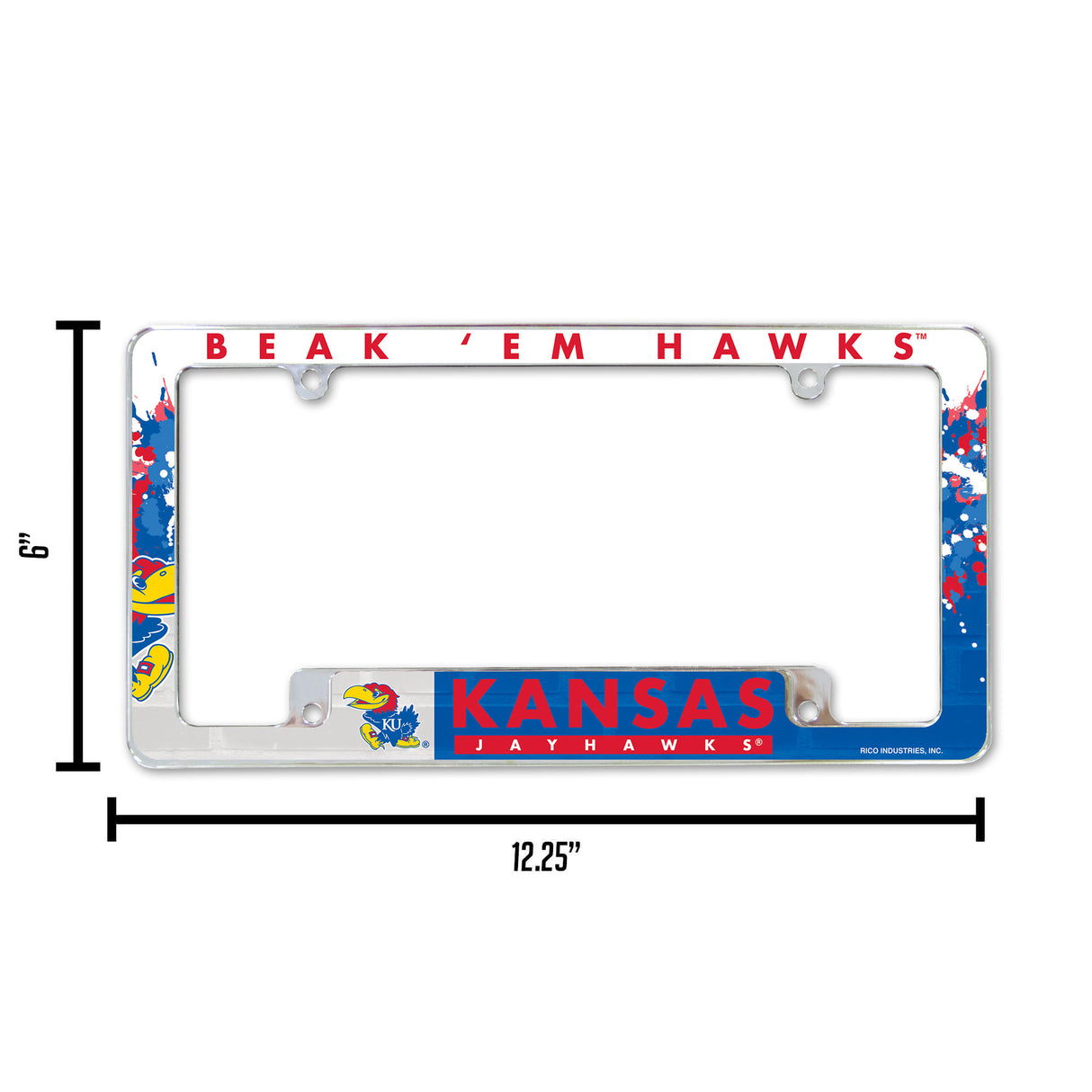 NCAA Kansas Jayhawks All Over Chrome License Plate Frame Fan Gear NCAA Kansas Jayhawks