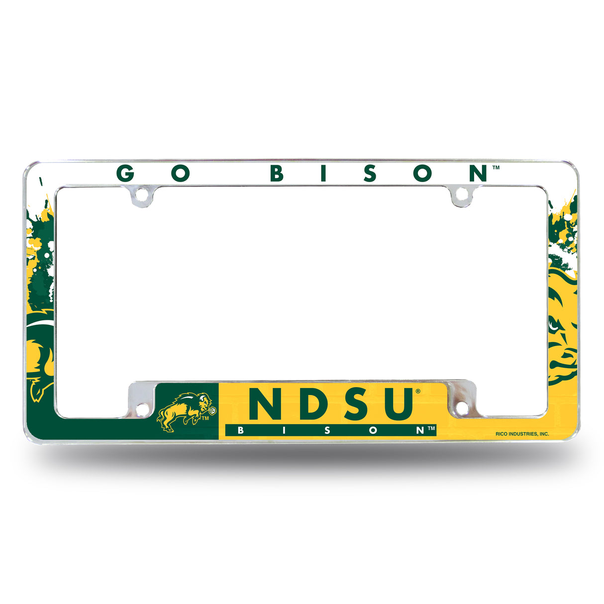 NCAA North Dakota State Bisons All Over Chrome License Plate Frame Fan Gear NCAA North Dakota State Bisons