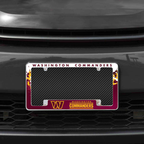 NFL Washington Commanders All Over Chrome License Plate Frame Fan Gear NFL Washington Commanders