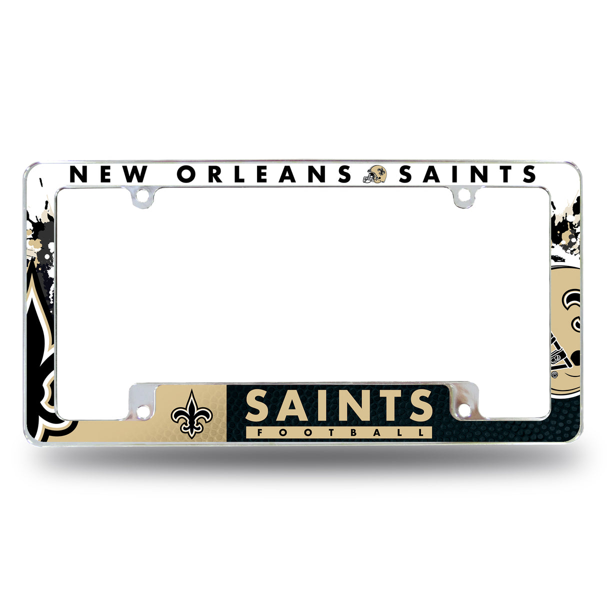 NFL New Orleans Saints All Over Chrome License Plate Frame Fan Gear NFL New Orleans Saints